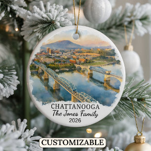 Personalised Chattanooga Ornament, Custom Tennesse Ceramic Tree Decoration