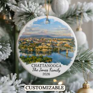 Personalised Chattanooga Ornament, Custom Tennesse Ceramic Tree Decoration