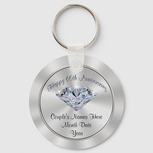 Personalised Cheap 60th Anniversary Party Favours Key Ring (Front)