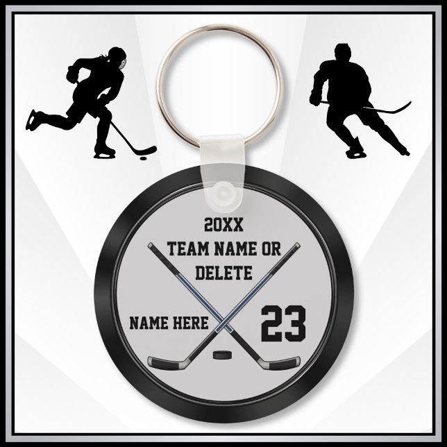 Personalised, Cheap Hockey Gifts. Hockey Favours Key Ring (Personalized, Ice hockey party favors. Cheap hockey gifts for hockey players. Hockey goodies, bags)