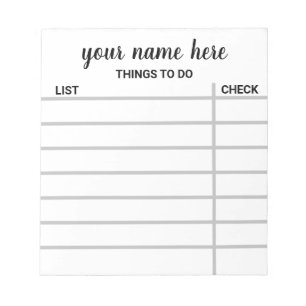 Personalised Check List Notepad