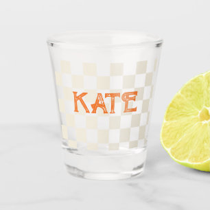 Personalised checkerboard party birthday gift shot glass