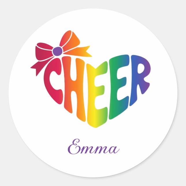 Personalised Cheerleader Name | Colourful Logo Classic Round Sticker (Front)