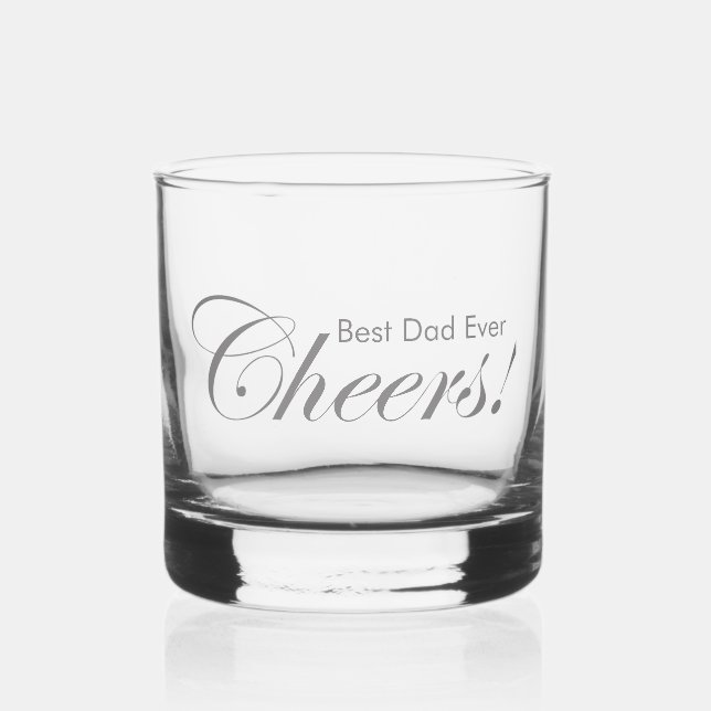 Personalised Cheers! Best Dad Ever Elegant Silver Whiskey Glass (Front)