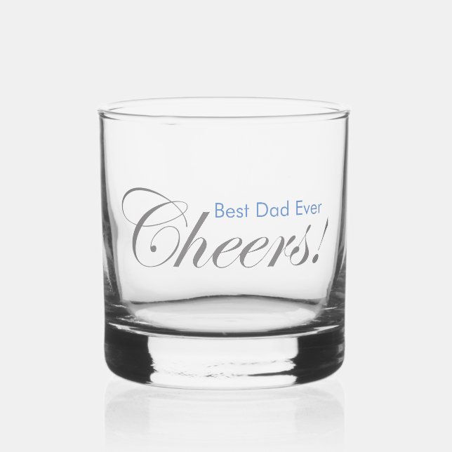 Personalised Cheers! Elegant Silver Blue Father's Whiskey Glass (Front)
