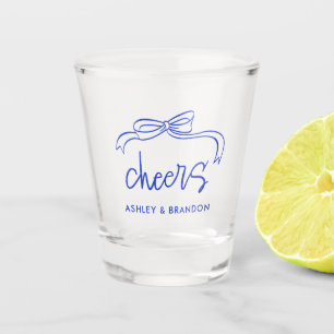 Personalised Cheers French Blue Wedding Shooters Shot Glass