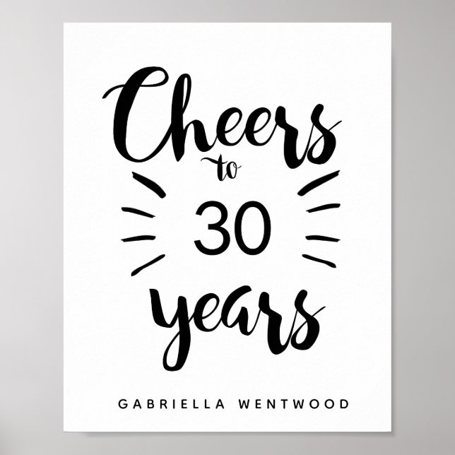 Personalised Cheers to 30 Years Poster (Front)