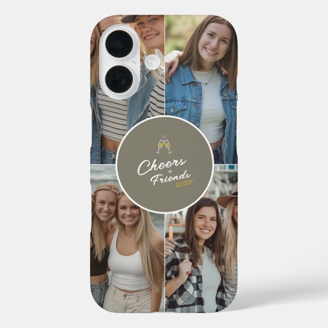 Personalised Cheers to Friends 4 Photo Collage Case-Mate iPhone Case (Back)