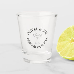 Personalised cheers to love wedding shooters shot glass