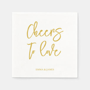 Personalised Cheers Wedding Rustic Hand lettering Napkin