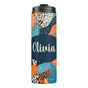 Personalised Cheetah and Abstract Print Thermal Tumbler