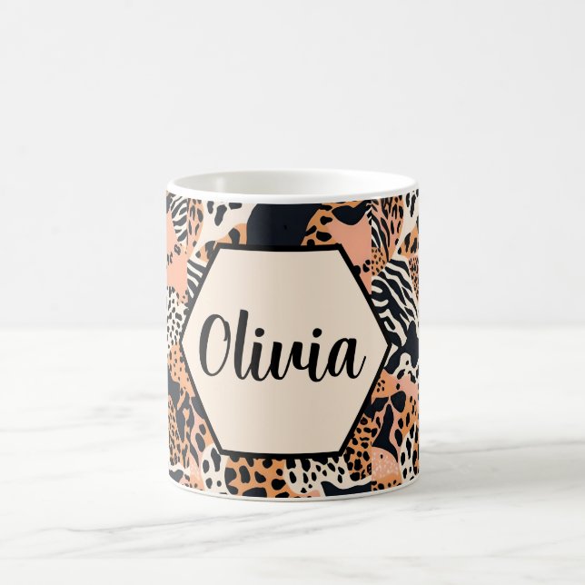 Personalised Cheetah and Zebra Print Coffee Mug (Center)