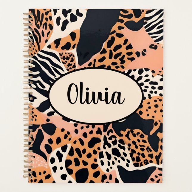 Personalised Cheetah and Zebra Print Planner (Front)