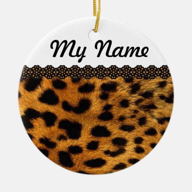 Personalised Cheetah Ceramic Tree Decoration (Front)