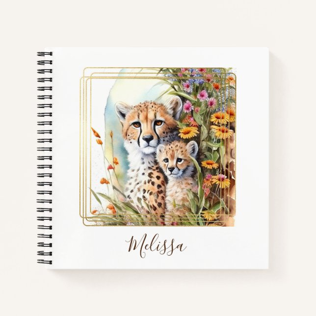 Personalised Cheetah School Office Notebook Gift (Front)
