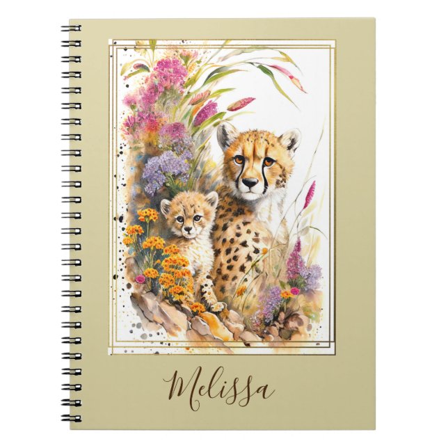 Personalised Cheetah School Office Notebook Gift (Front)