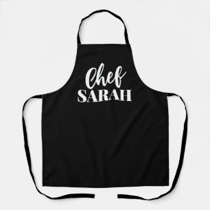 Personalised Chef Apron   Modern Elegant Black