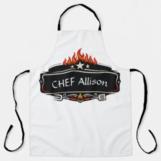 Personalised Chef Apron with Flames | Custom Name