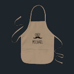 Personalised "Chef" black Moustache, Kids Apron<br><div class="desc">With a black moustache illustration,  this fun custom little "chef" apron is a wonderful gift for your aspiring connoisseur.</div>