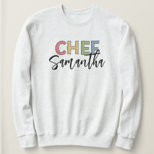 Personalised Chef Colourful Cute Gifts Sweatshirt (Design Front)