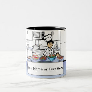 Personalised Chef, Cook - Male Cartoon Two-Tone Coffee Mug