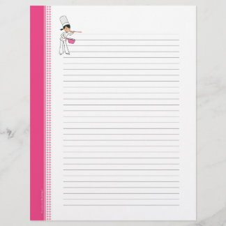 Personalised Chef Design Recipe Page Lined