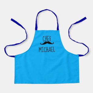 Personalised Chef Moustache Illustration Blue Apron