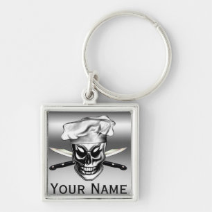 Personalised Chef Skull Keychain
