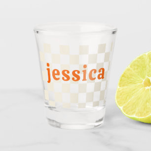 Personalised chequerboard party birthday gift shot glass