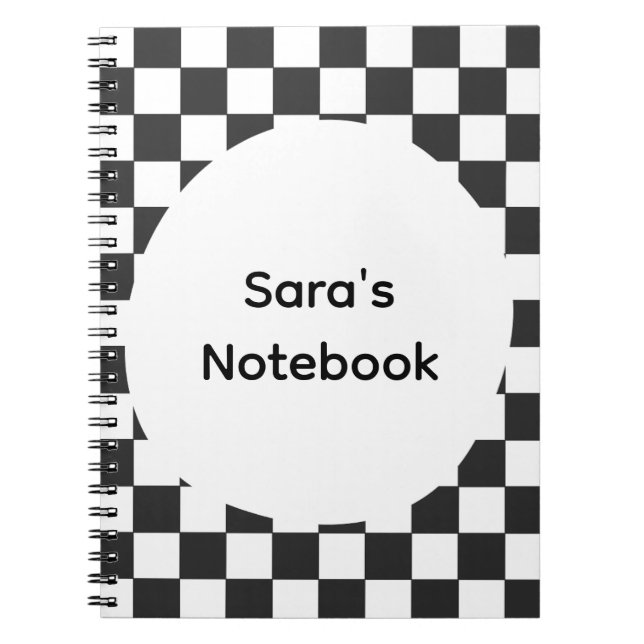 Personalised Chequerboard Spiral Notebook  (Front)