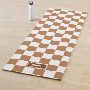 Personalised Chequered Light Cognac Camel Yoga Mat