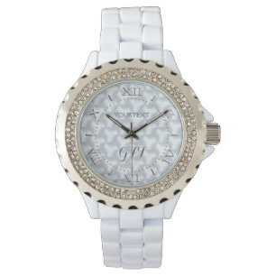 Personalised Chequered Mother of Pearl Style Dial Watch