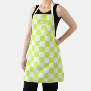 Personalised Chequered Neon Lime Green Highlighter Apron
