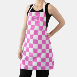 Personalised Chequered Neon Pink Highlighter Apron