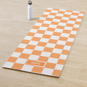 Personalised Chequered Orange Highlighter Yoga Mat