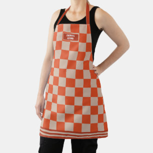 Personalised Chequered Terracotta Tangerine Modern Apron