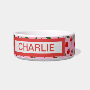 personalised Cherries Dog Bowl