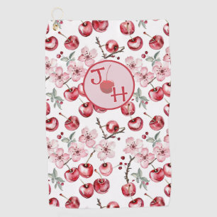 Personalised Cherry Blossom and Monogram Golf Towel