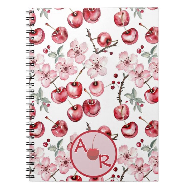 Personalised Cherry Blossom and Monogram Notebook (Front)