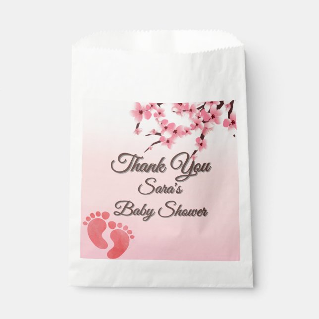  Personalised Cherry Blossom Baby Shower Favour Ba Bags (Front)