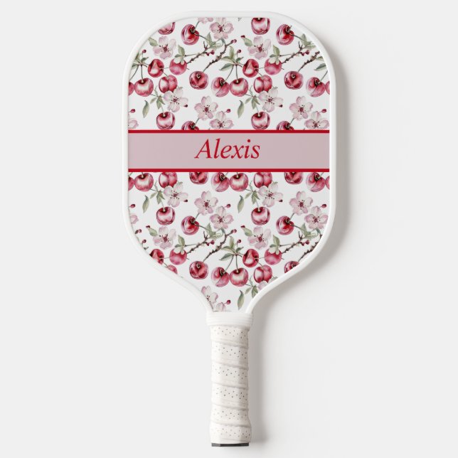 Personalised Cherry Blossom Elegant Floral Design Pickleball Paddle (Front)