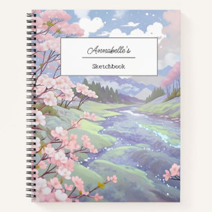 Personalised Cherry Blossom Pastel Watercolor  Notebook
