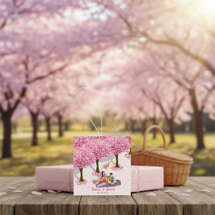 Personalised Cherry Blossom Picnic Square  Favour Tags