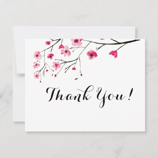 Personalised Cherry Blossom watercolor - Thank you Invitation (Front)