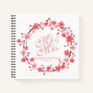 Personalised Cherry Blossom Wreath Guestbook Notebook