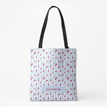 Personalised Cherry Blue Stripes Retro Cute