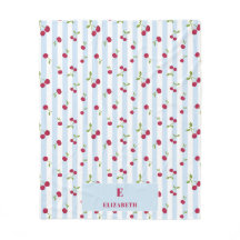 Personalised Cherry Blue Stripes Retro Monogram
