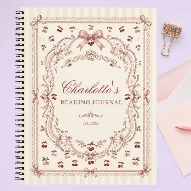 Personalised Cherry Bow Book Lover Reading Journal (Creator Uploaded)