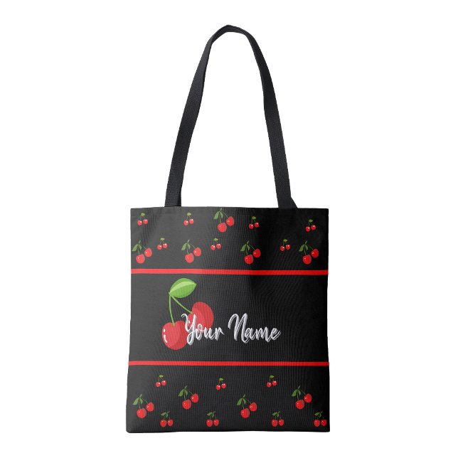 Personalised Cherry print Tote Bag (Cherry print shopping Book Tote Bag)