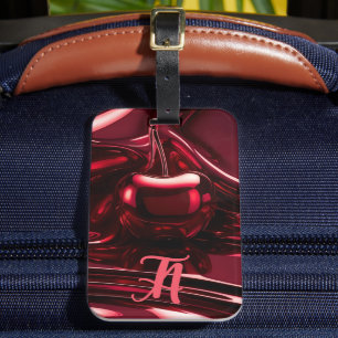 Personalised Cherry Red Initial Luggage Tag